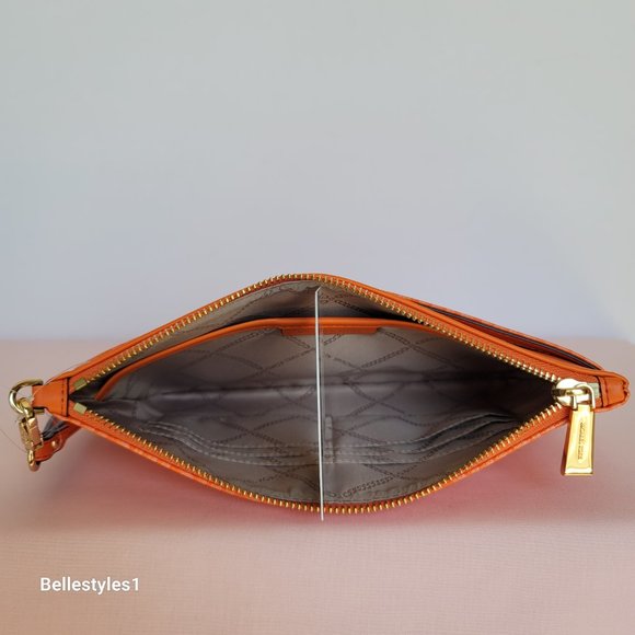MICHAEL KORS Signature Logo Jet Set Large Top Zip Pouch/Wristlet- Apricot ⭐ - Picture 14 of 16